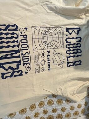 Banana Republic Cream Graphic Tee with Navy Accent